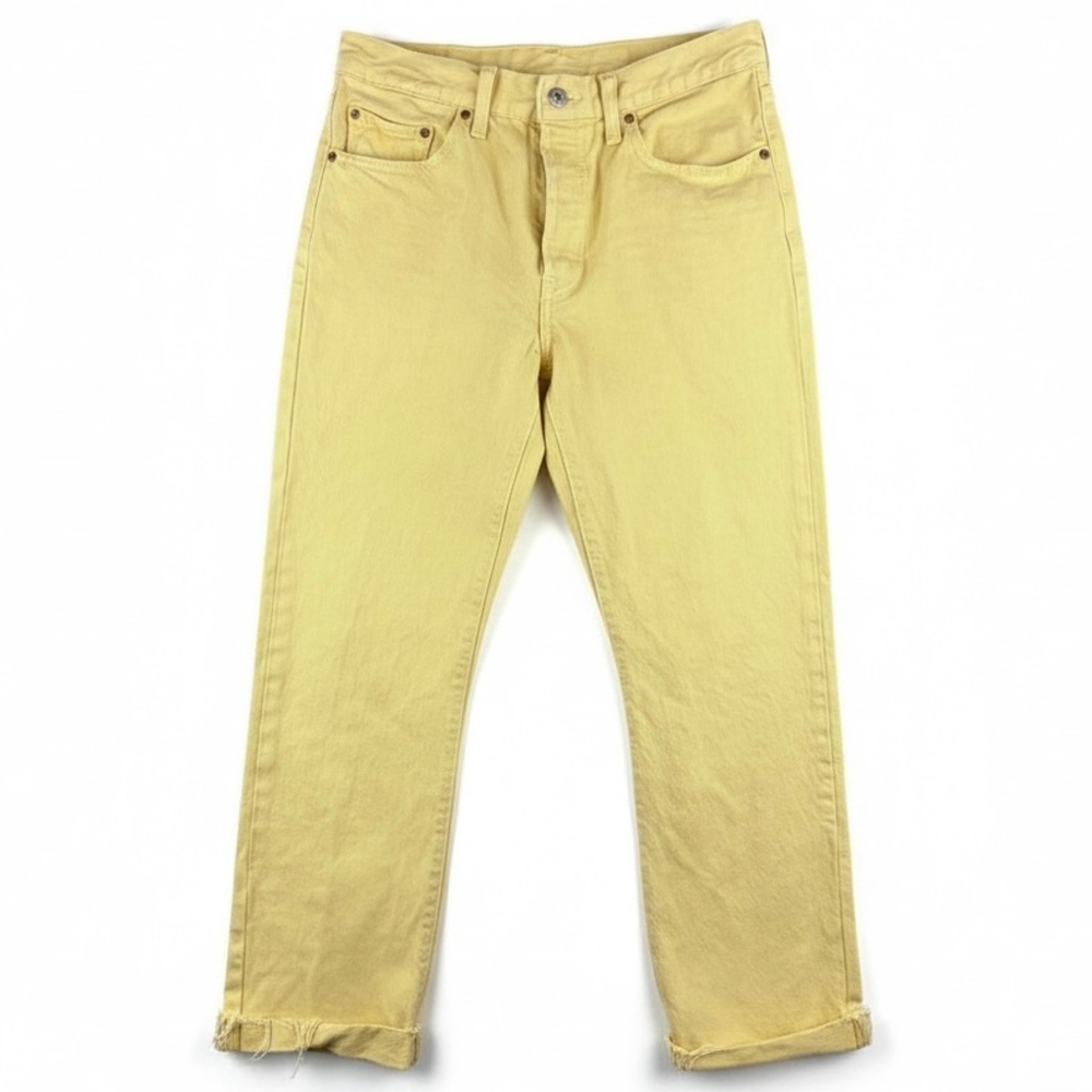 Levis 501 Yellow Button Fly Crop Jeans Size 29